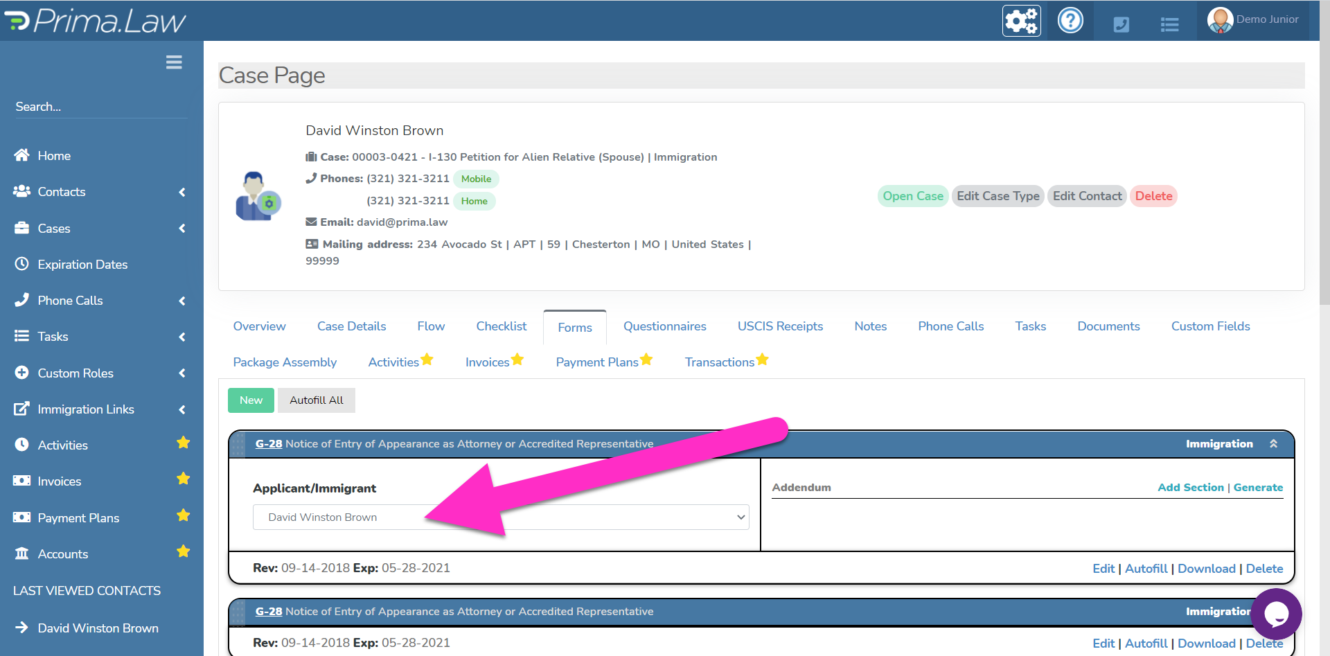 *How does autofilling a form work? Prima.Law Support